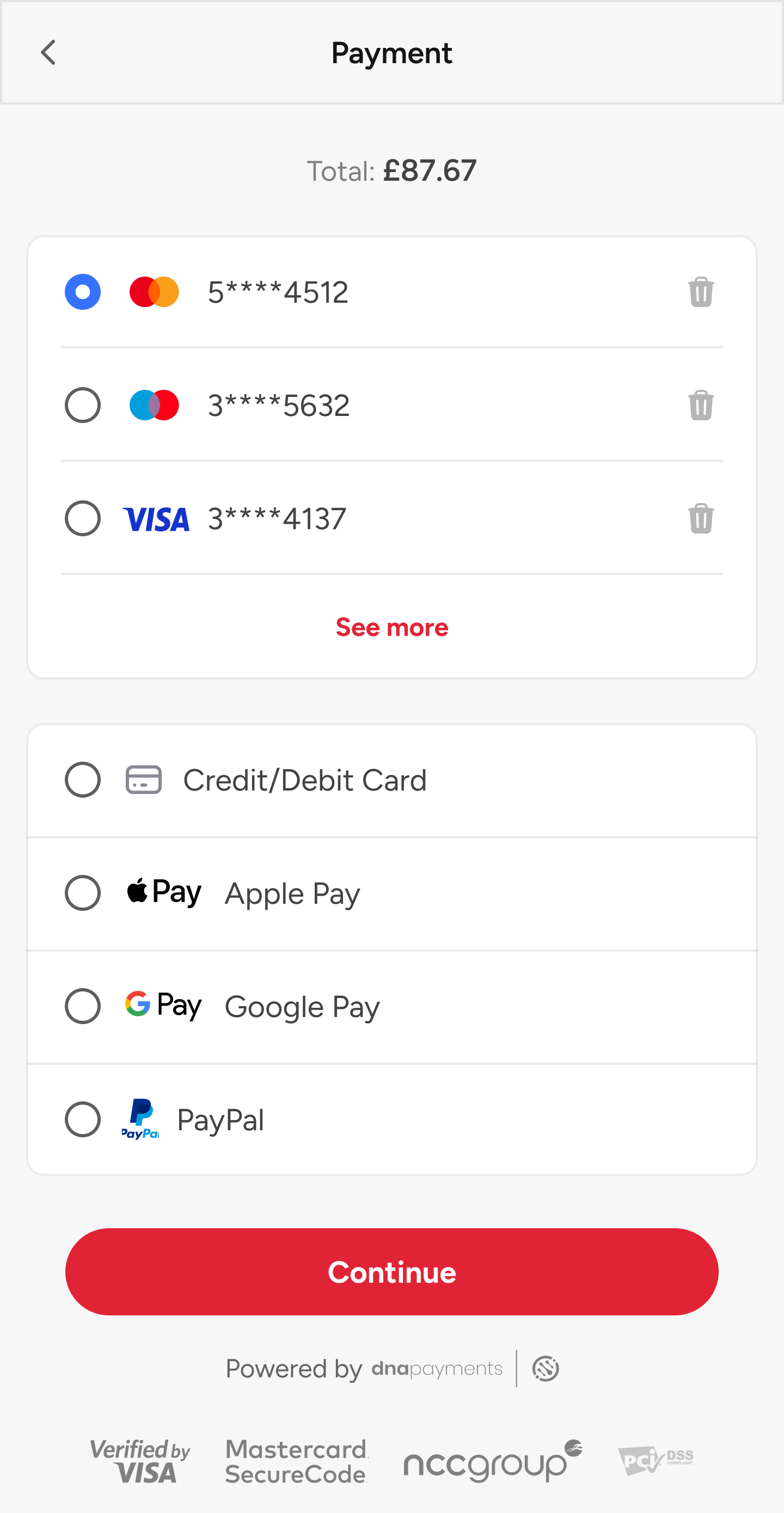 Payment after: express options + trust signals